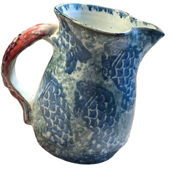 Scott Barnim Pottery Studio Pottery Fish Pitcher Handle Made in Ontario Canada - Picture 4 of 6